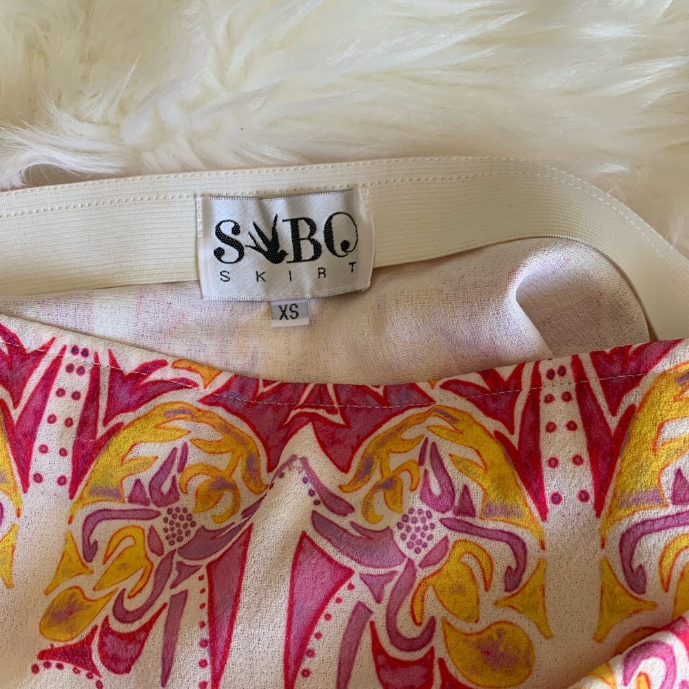 Sabo skirt XS adorable pink and yellow printed skirt nwot - Picture 2 of 7